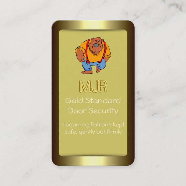 Cartão De Visita Monograma, Segurança de Portas Noturnas, efeito ou (Frente)