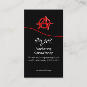 Cartão De Visita Monograma, Símbolo de Anarquia do Marketing Vermel