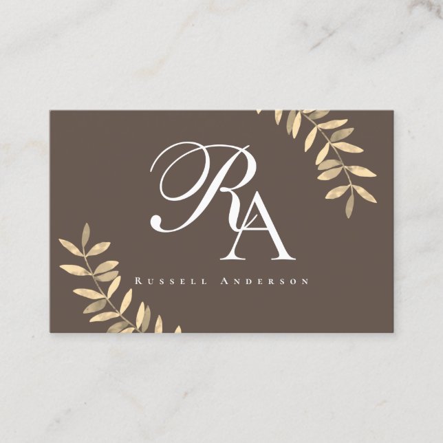 Cartão De Visita Monograma Simples Castanho (Frente)