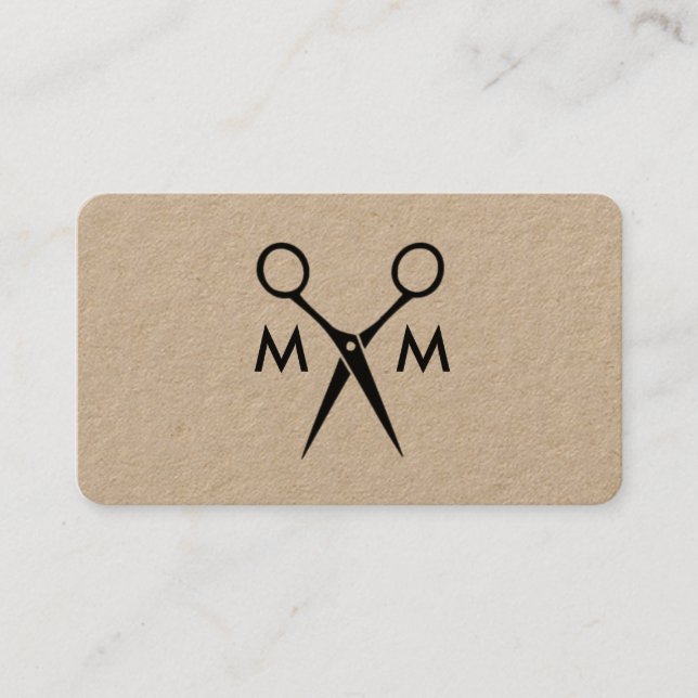 Cartão De Visita Monograma Simples de Orelhas de Salão (Frente)