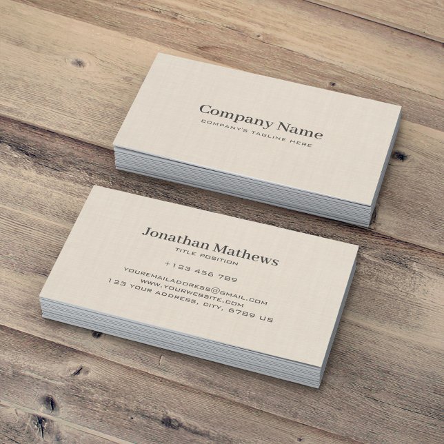 Cartão De Visita Monograma Simples e Elegante de Textura de Creme d (Criador carregado)