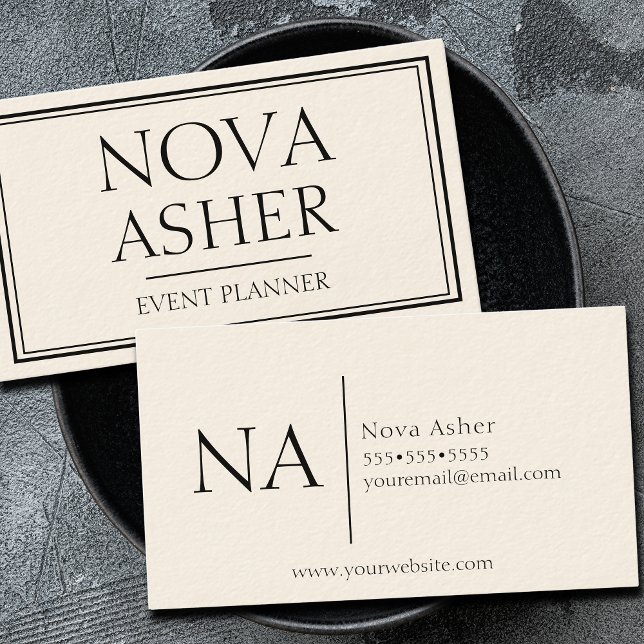 Cartão De Visita Monograma Simples e Profissional Elegante (Criador carregado)