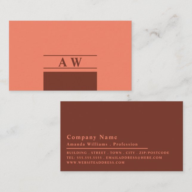 Cartão De Visita Monograma simples, minimalista (Frente/Verso)