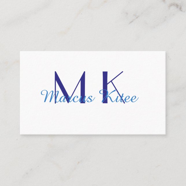 Cartão De Visita monograma simples minimalista nome personalizado a (Frente)