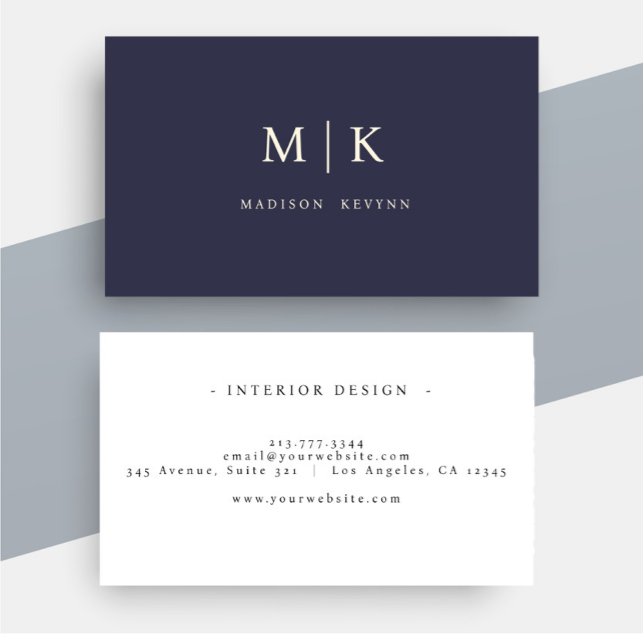 Cartão De Visita Monograma Simples Profissional Elegante Minimalist (Criador carregado)