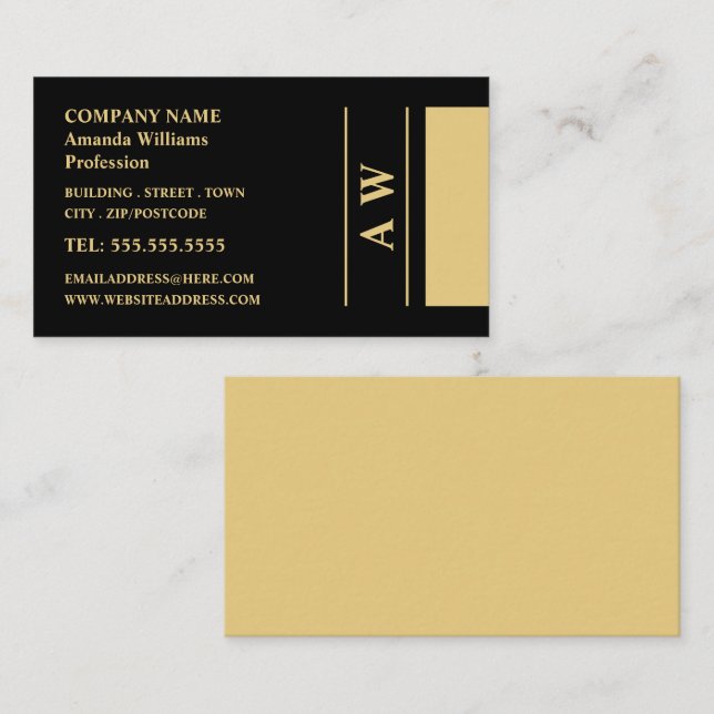 Cartão De Visita Monograma simplificado, minimalista (Frente/Verso)