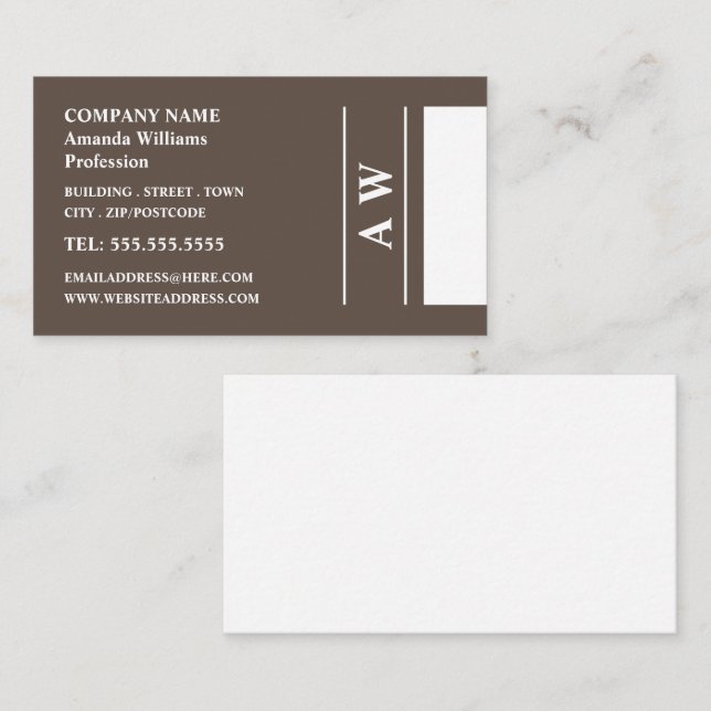 Cartão De Visita Monograma simplificado, minimalista (Frente/Verso)