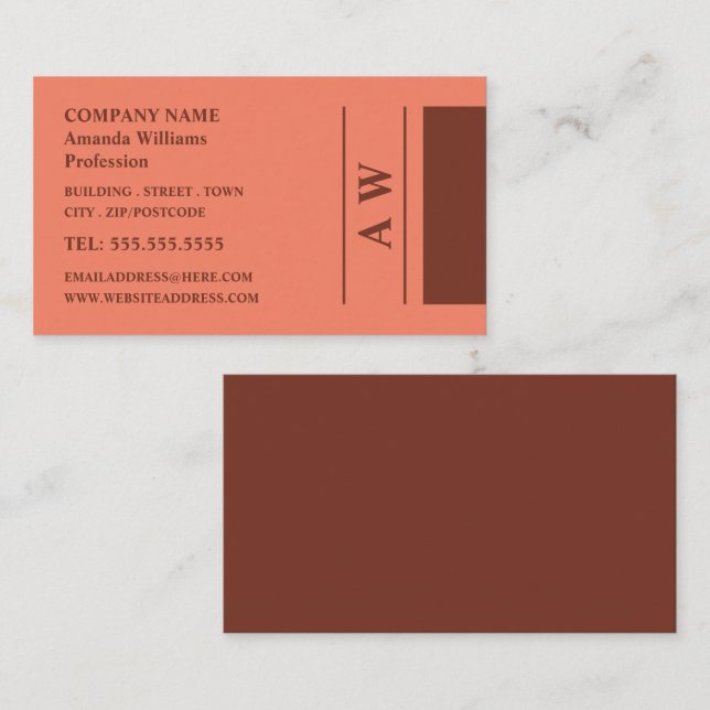 Cartão De Visita Monograma simplificado, minimalista (Frente/Verso)