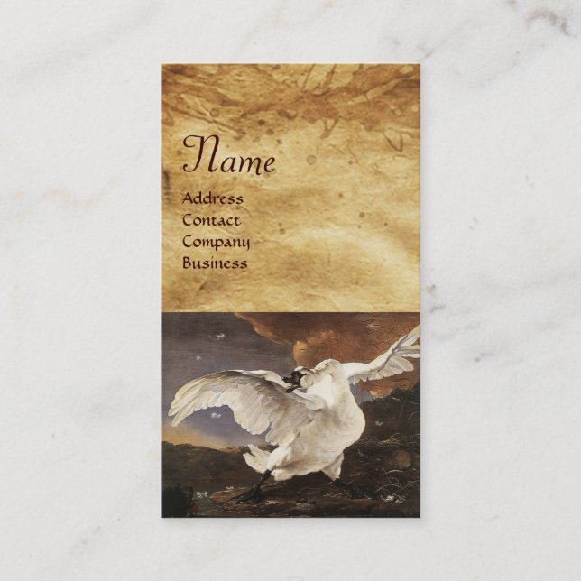 Cartão De Visita Monograma Swan Ameaçado, Papel Pérola (Frente)