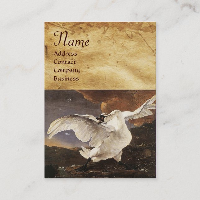 Cartão De Visita Monograma Swan Ameaçado, Papel Pérola (Frente)