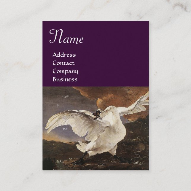 Cartão De Visita Monograma Swan Ameaçado, Papel Pérola (Frente)