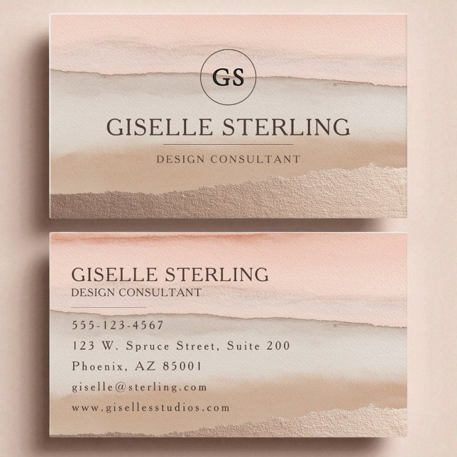 Cartão De Visita Monograma Terrestre Boho Terracotta Aquarela (Criador carregado)