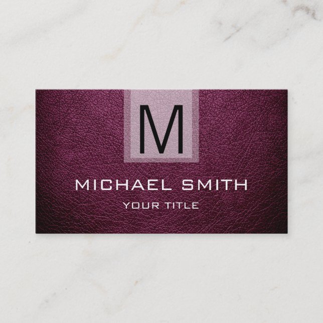 Cartão De Visita Monograma texturizado de couro profissional nº 3 (Frente)