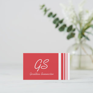 Cartão De Visita Monograma Trio Vermelho Pópio com White