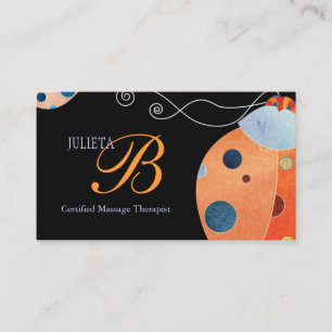 Cartão De Visita Monograma Único de Ladybug Retro