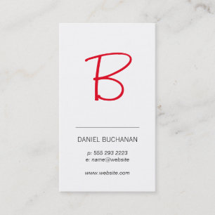 Cartão De Visita Monograma (vermelho) / Branco / Mínimo