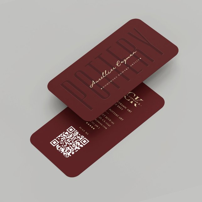 Cartão De Visita Monograma vermelho cerâmico de arte artística mode (Modern Pottery Artist Ceramic Art Red Monogram Business Card
)