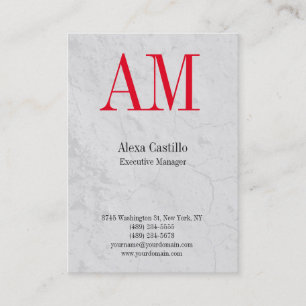 Cartão De Visita Monograma vermelho de cinzas profissionais vertica