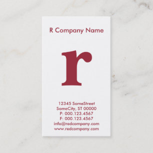 Cartão De Visita monograma vermelho grande