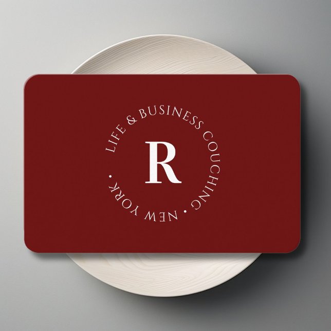 Cartão De Visita Monograma, vermelho mínimo (Monogram, Minimum Red Business Card)