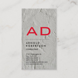 Cartão De Visita Monograma Vertical da Cinza Vermelha Trendy