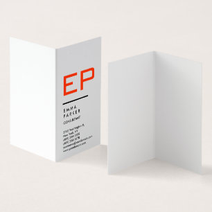 Cartão De Visita Monograma Vertical Preto Branco Trendente Vermelho