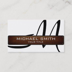 Cartão De Visita Monograma White Modern Leather Look