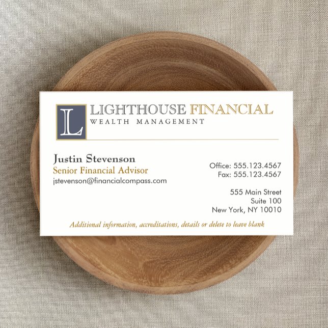 Cartão De Visita Monogramo Logotipo Financial Advisor Professional (Criador carregado)