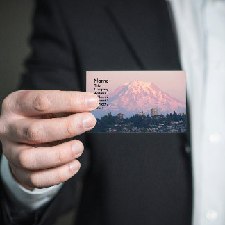 Cartão De Visita Monte Rainier Pink Paisagem com Alpenglow