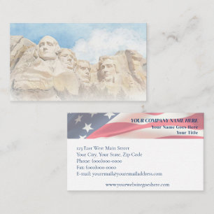 Cartão De Visita Monte Rushmore e Patriótico de Bandeira Americano