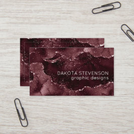 Cartão De Visita Moody Agate | Vinho Bordéus Sangria Merlot Maroon