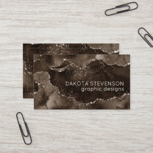 Cartão De Visita Moody Bronze Agate   Ouro Taupe Brown Sepia