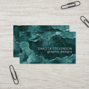 Cartão De Visita Moody Teal Agate Gorgee Rich Jewel Tone Green