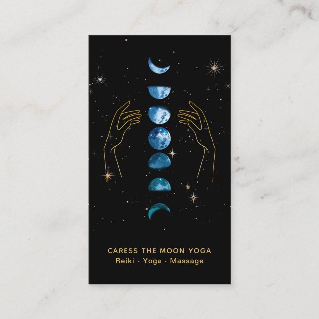 Cartão De Visita *~* Moon Azul Fases de Teto + Estrela de Mãos (Frente)