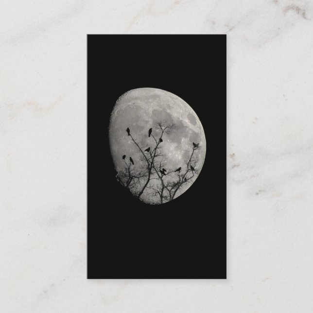 Cartão De Visita Moon Raven Gothic Crows Silhouette (Frente)
