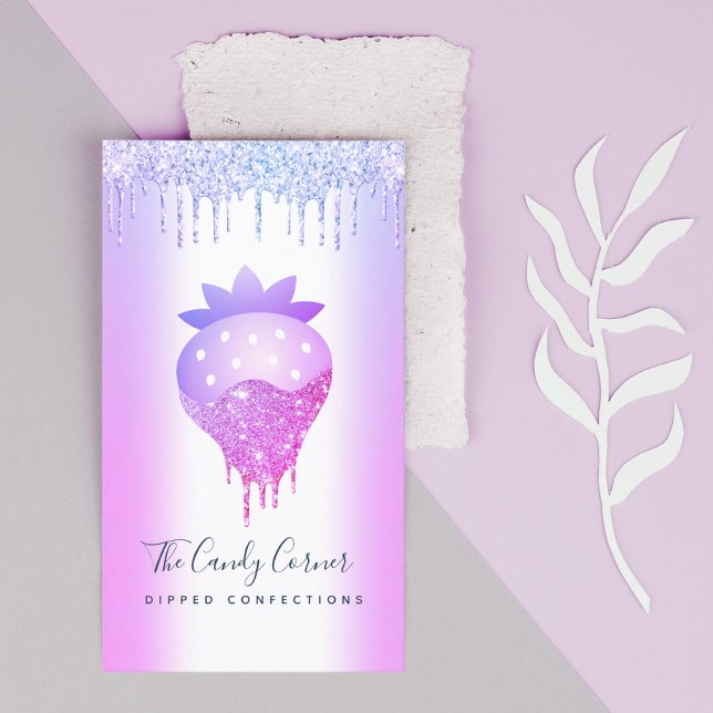 Cartão De Visita Morango Chocolate Confecção Roxos (Criador carregado)