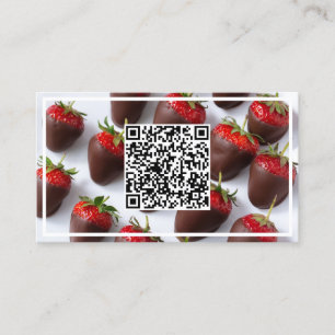 Cartão De Visita Morangos de Chocolate Personalizado QR