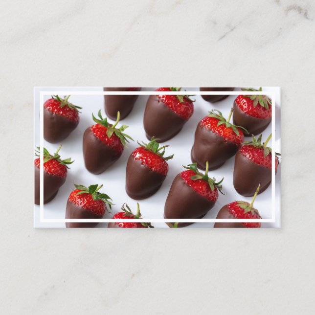 Cartão De Visita Morangos Dipados De Chocolate (Frente)
