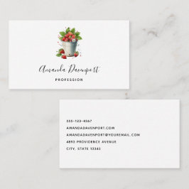 Cartão De Visita Morangos em um Balde