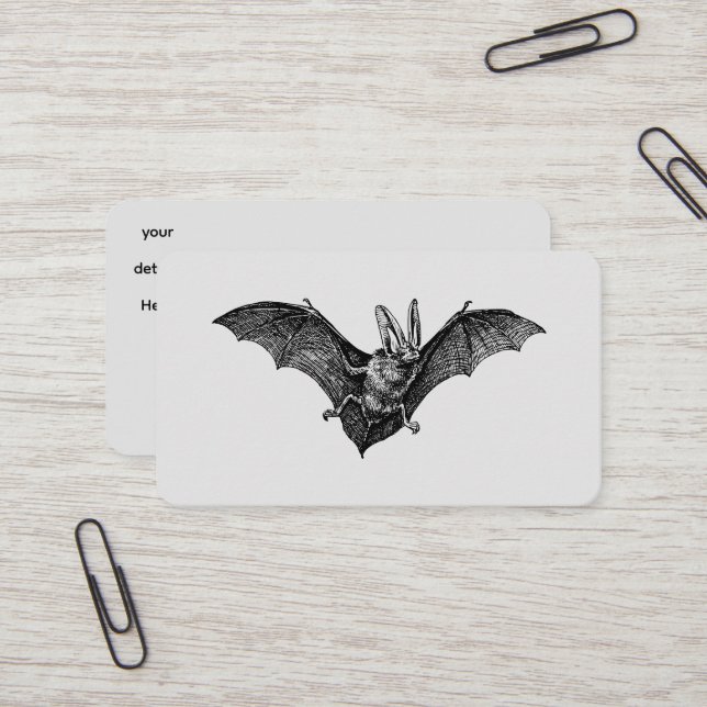 Cartão De Visita Morcego Gótico Vampiro Vintage (Frente/Verso In Situ)