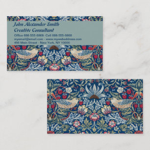 Cartão De Visita Morris Strawberry Thief Clássico Azul Índigo Fino