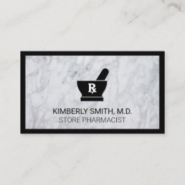 Cartão De Visita Morteiro e Pestle | Borda Preta do Marble Branco