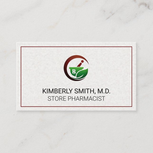 Cartão De Visita Morteiro e Pestle | Ícone de saída Rx (Frente)