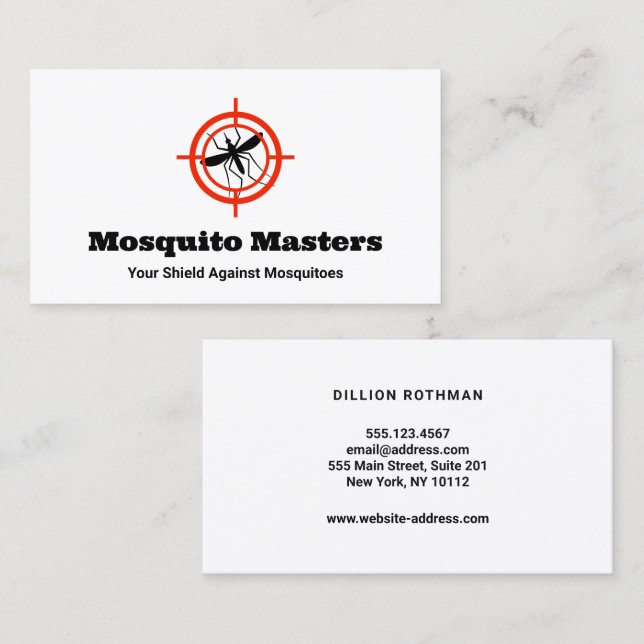 Cartão De Visita Mosquito Pest Control - Logotipo alvo (Frente/Verso)