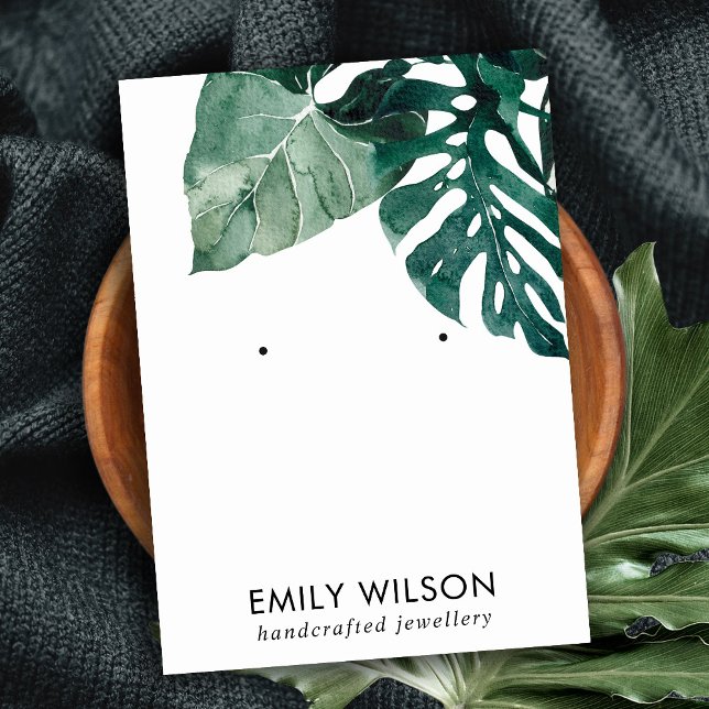 CARTÃO DE VISITA MOSTERA FAUNA STUD EARRPLAY VERDE TROPICAL MOSTERA (Criador carregado)