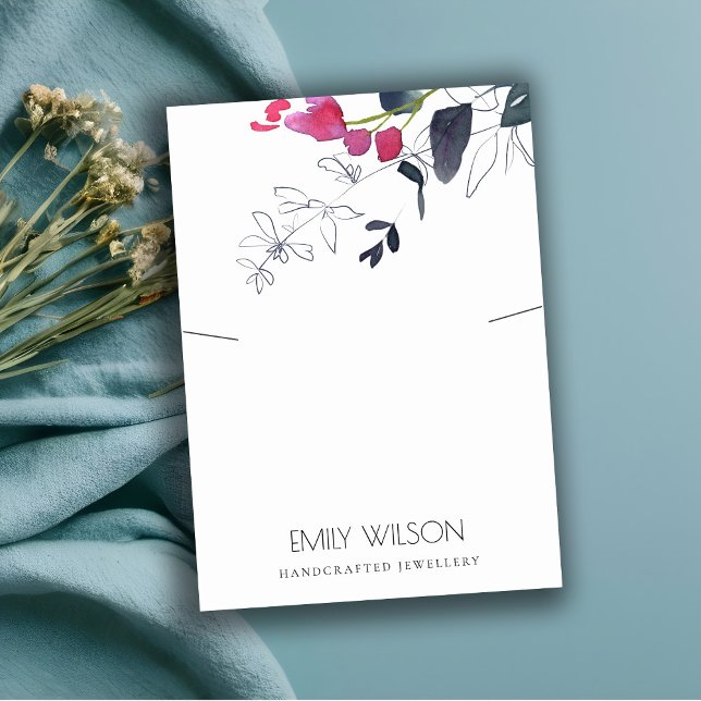 CARTÃO DE VISITA MOSTRA DE NECKLACE DE ROSA AZUL VERDE EUCALYPTUS F (Criador carregado)