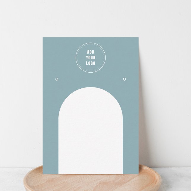 Cartão De Visita Mostrador Dusty Blue Arch Add Logo Jewelry Earring (Criador carregado)