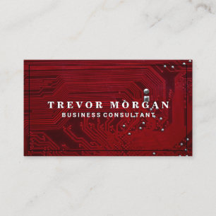 Cartão De Visita Motherboard   Microchip Vermelho   Tecnologia