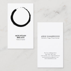 Cartão De Visita Motif do Círculo de Enso Branco e Preto Minimalist