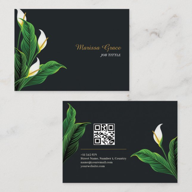 Cartão De Visita Motifs Natural Verde Floral Cód. QR (Frente/Verso)